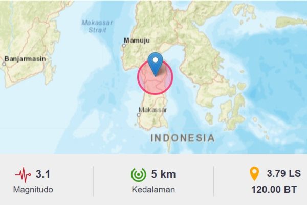 Gempa Terkini M 3,1 Guncang Sidrap Sulsel, Berpusat di Darat sidrap